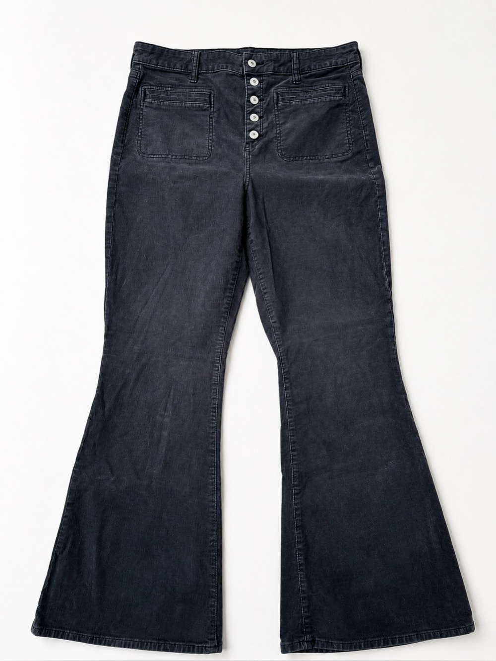 American Eagle Outfitters Dark Navy Wide-Leg Corduroy Pants